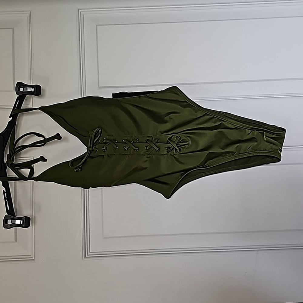 Juniors Olive green high leg swimsuit
